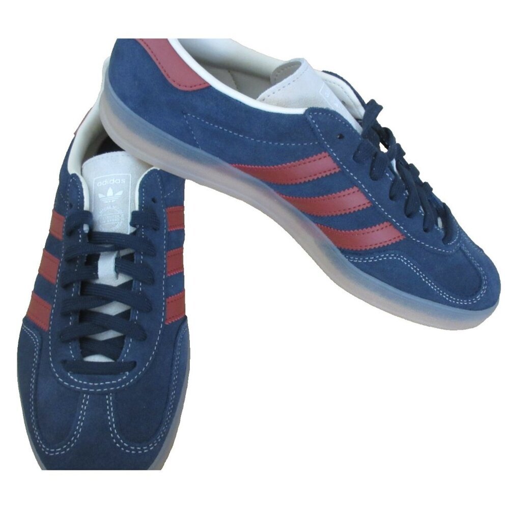 Adidas Men's Gazelle Indoor Suede Striped Shoes Navy Red White Sizes NIB JH5404 - Picture 4 of 5